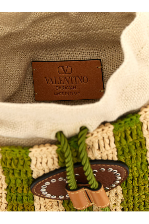 Маленька сумка-відерце Valentino Garavani з рафії, зелена W2B0T03IXUC8J