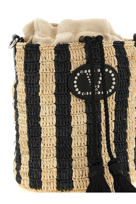 Маленька сумка-відерце Valentino Garavani з рафії, чорна W2B0T03IXUC8K