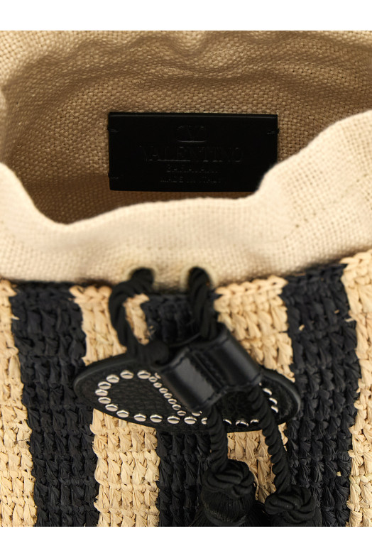 Маленька сумка-відерце Valentino Garavani з рафії, чорна W2B0T03IXUC8K