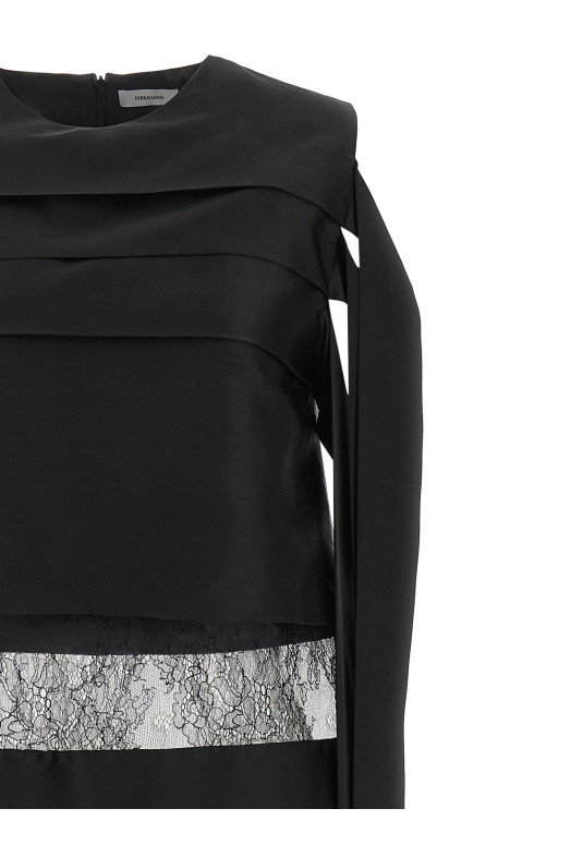 Lace insert dress Black