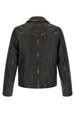 Antiqued leather jacket Black