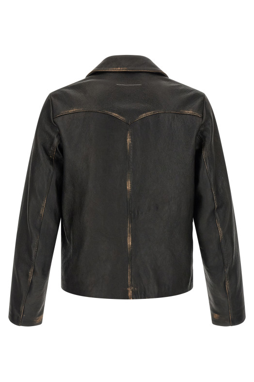 Antiqued leather jacket Black