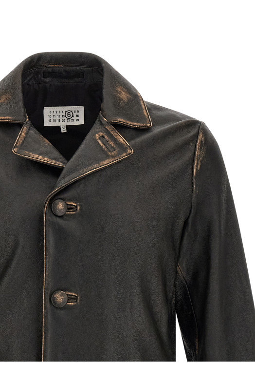 Antiqued leather jacket Black