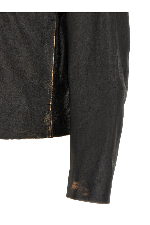Antiqued leather jacket Black