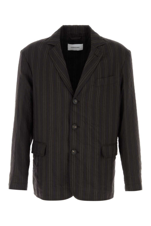 Embroidered linen blend blazer SALVATORE FERRAGAMO (145443793130)