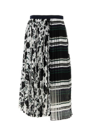 Printed satin and tulle skirt White SACAI (2608531)
