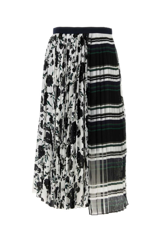 Printed satin and tulle skirt White SACAI (2608531)