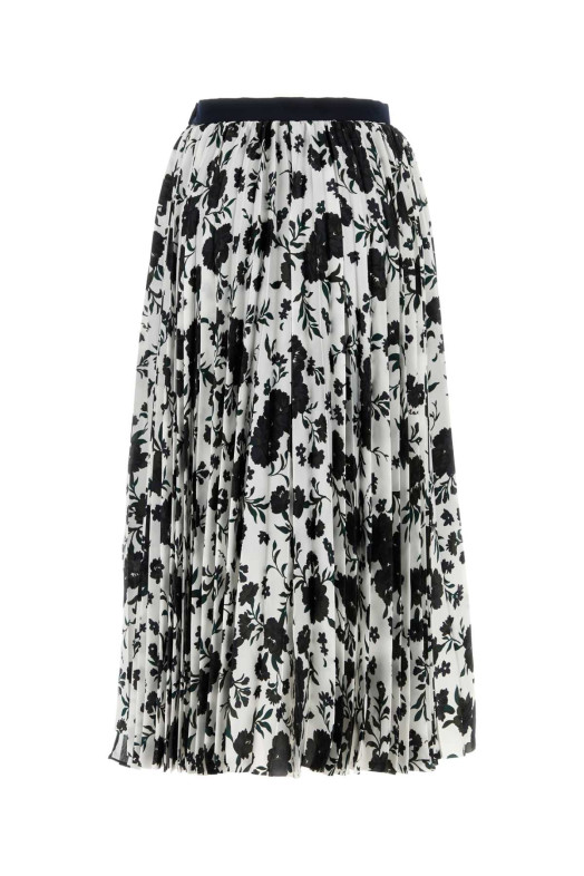 Printed satin and tulle skirt White SACAI (2608531)
