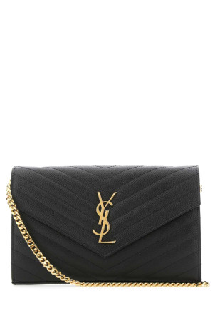 Black leather clutch Black SAINT LAURENT (377828BOW01)