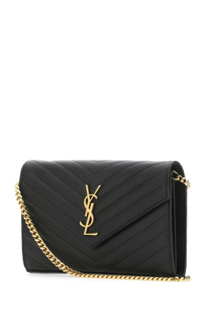 Black leather clutch Black SAINT LAURENT (377828BOW01)
