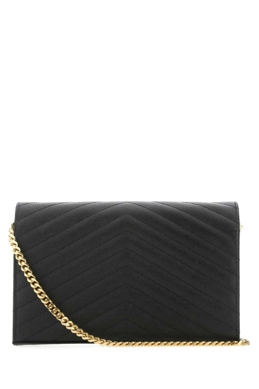 Black leather clutch Black SAINT LAURENT (377828BOW01)
