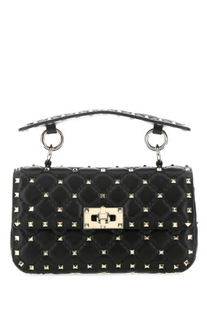 Black nappa leather small Rockstud Spike handbag Black VALENTINO GARAVANI (8W2B0123NAP)
