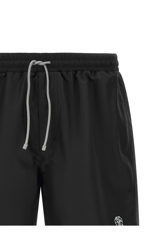 Logo embroidery swimsuit Black