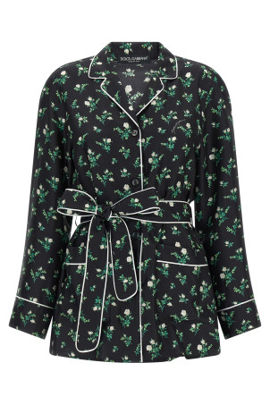 Сорочка з принтом «Розелін і Лілія серед квітів», чорна DOLCE & GABBANA F5I89TIS13GHX6CB