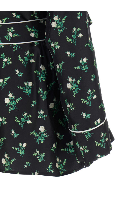 Сорочка з принтом «Розелін і Лілія серед квітів», чорна DOLCE & GABBANA F5I89TIS13GHX6CB