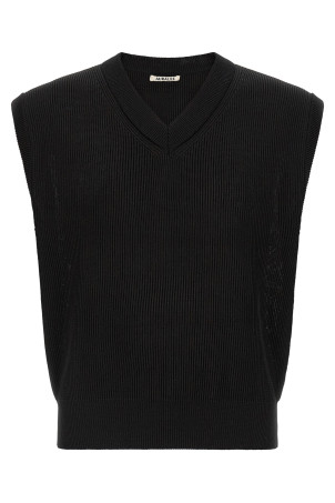 Ribbed knit vest Black