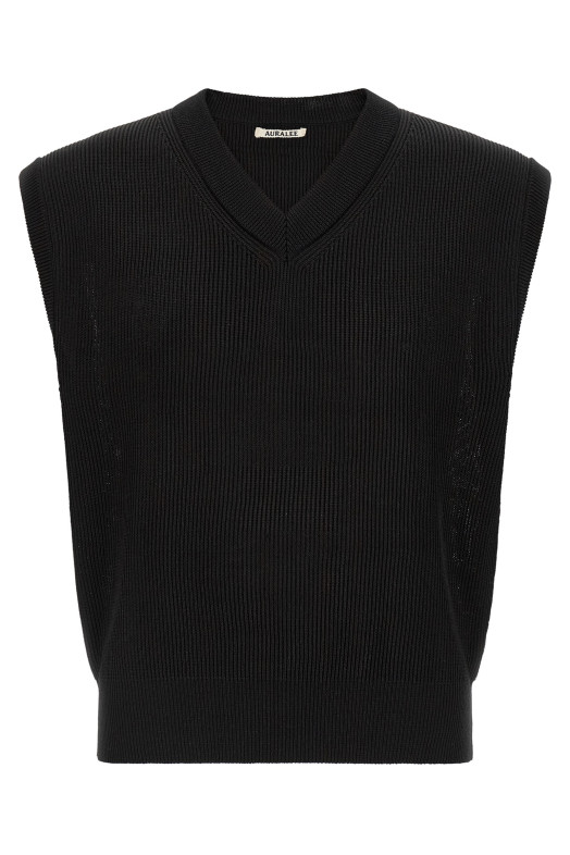 Ribbed knit vest Black