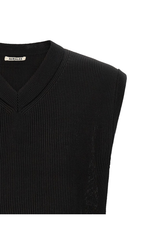 Ribbed knit vest Black