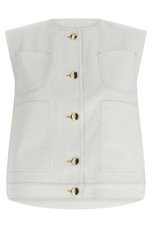 Denim and knit vest White