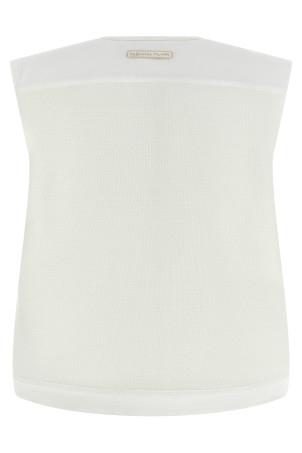 Denim and knit vest White