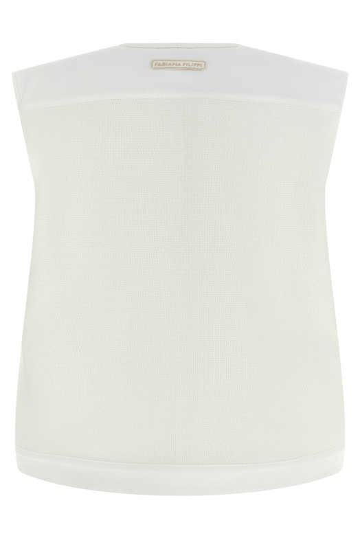 Denim and knit vest White