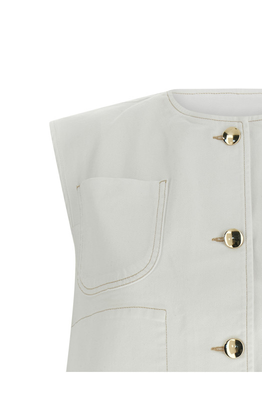 Denim and knit vest White