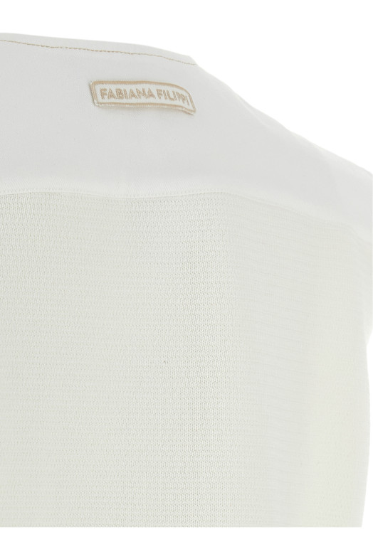 Denim and knit vest White