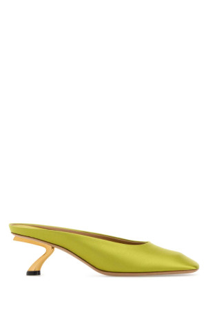 Acid green satin Safi mules Yellow SALVATORE FERRAGAMO (01L6197929671C)