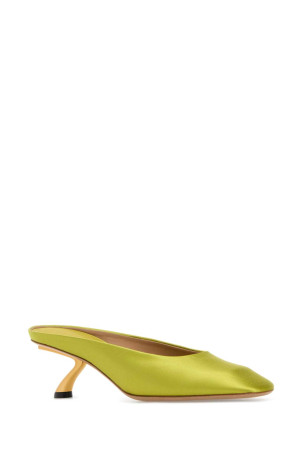 Acid green satin Safi mules Yellow SALVATORE FERRAGAMO (01L6197929671C)