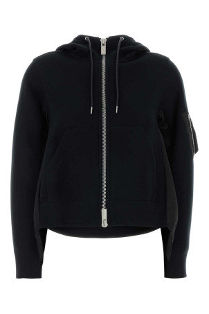 Black cotton blend and nylon sweatshirt SACAI (2608496)