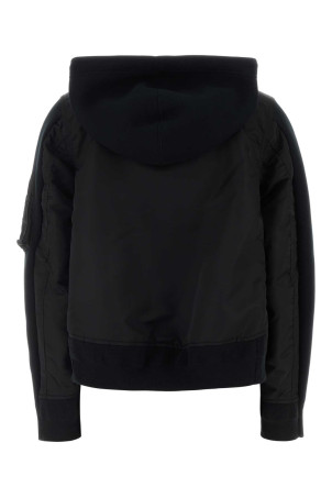Black cotton blend and nylon sweatshirt SACAI (2608496)