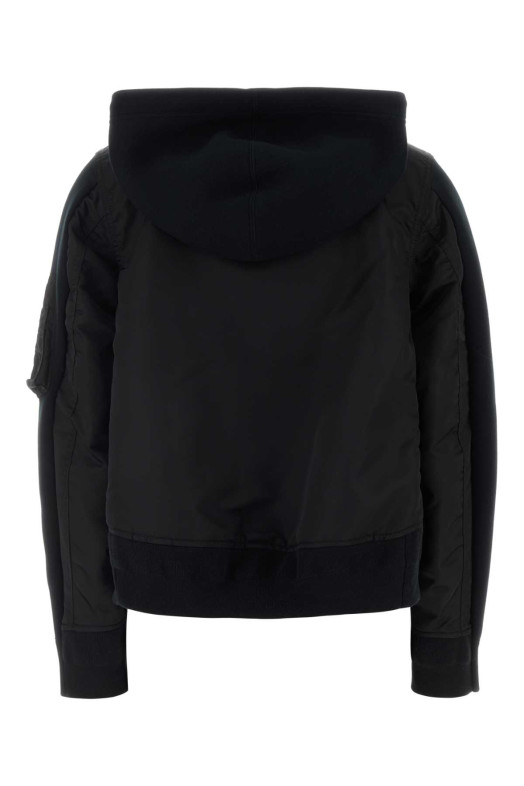 Black cotton blend and nylon sweatshirt SACAI (2608496)