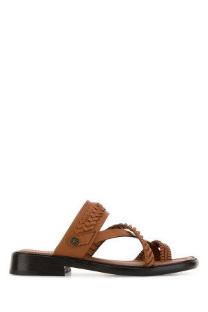 Caramel leather thong slippers BURBERRY (8123891)