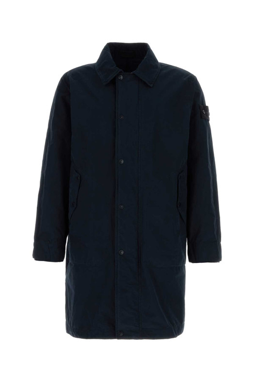 Midnight blue polyester blend trench coat Black STONE ISLAND (L1S157100005S0F33)