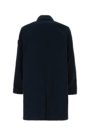 Midnight blue polyester blend trench coat Black STONE ISLAND (L1S157100005S0F33)