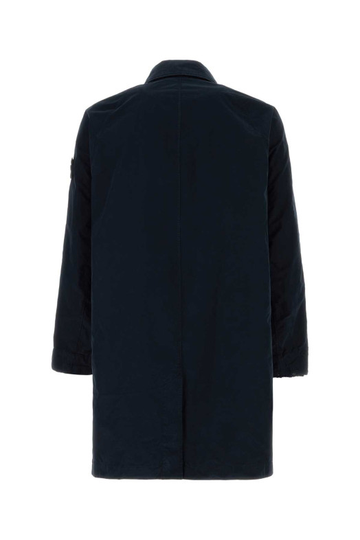 Midnight blue polyester blend trench coat Black STONE ISLAND (L1S157100005S0F33)