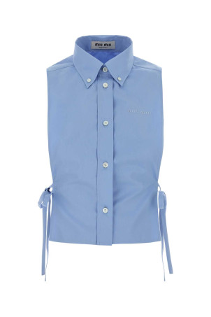 Cerulean blue poplin shirt MIU MIU (MK2024SOOO19SE)