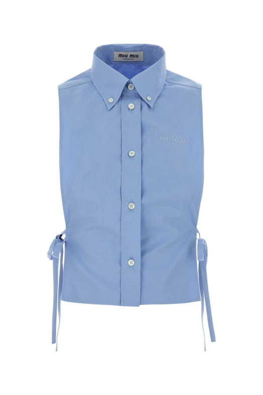 Cerulean blue poplin shirt MIU MIU (MK2024SOOO19SE)