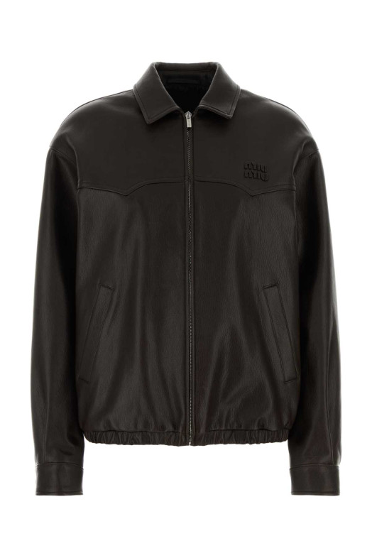 Brown leather jacket MIU MIU (MPW009SOOO19E6)