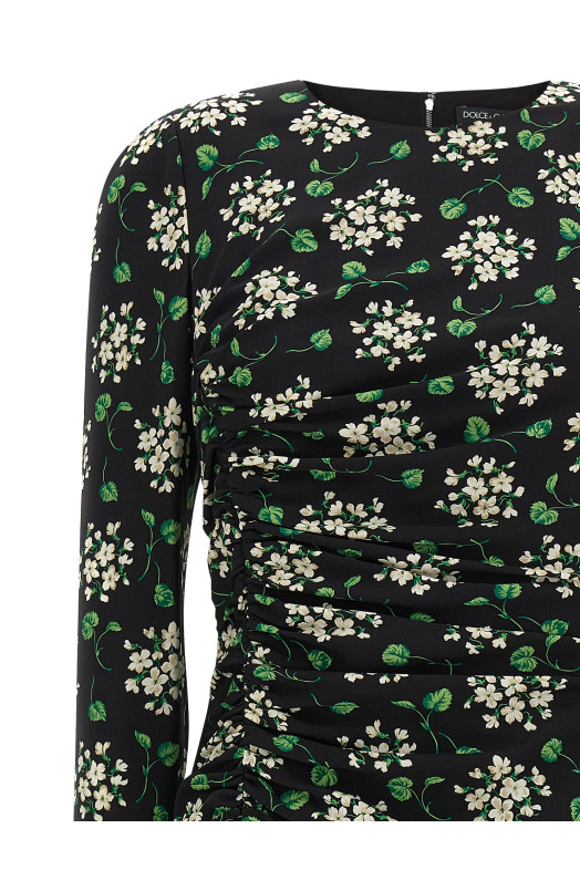 Flower print dress Black