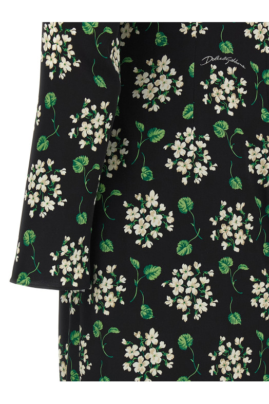 Flower print dress Black