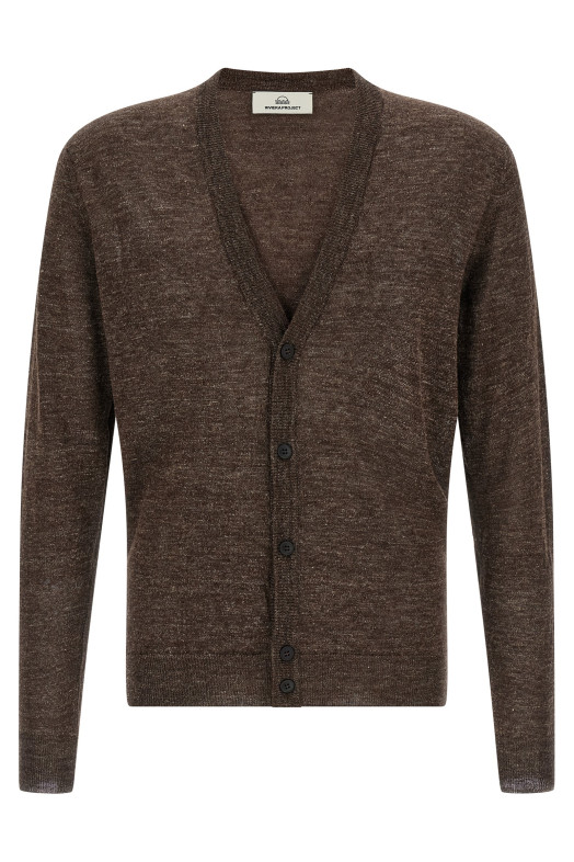 Linen silk cardigan Brown