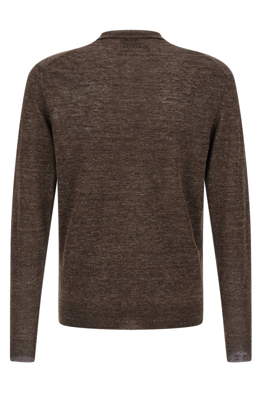 Linen silk cardigan Brown