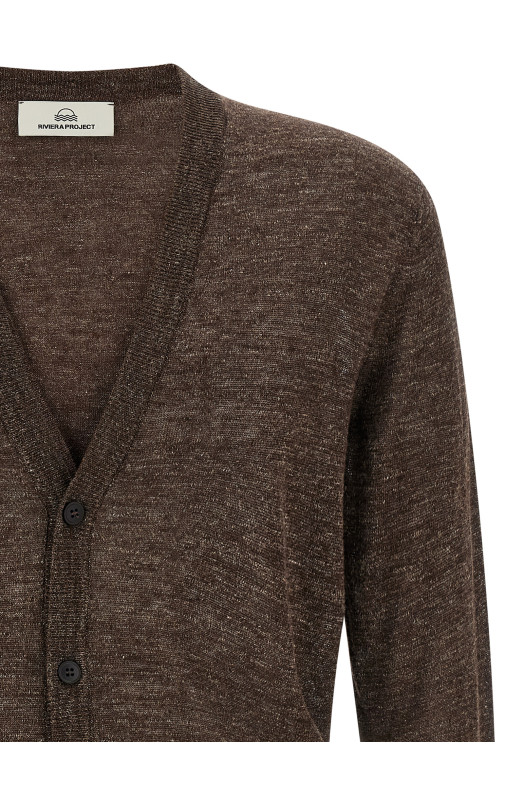 Linen silk cardigan Brown