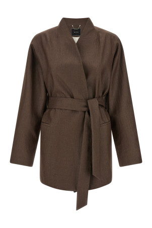 Linen blend blazer Brown