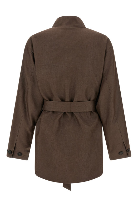 Linen blend blazer Brown