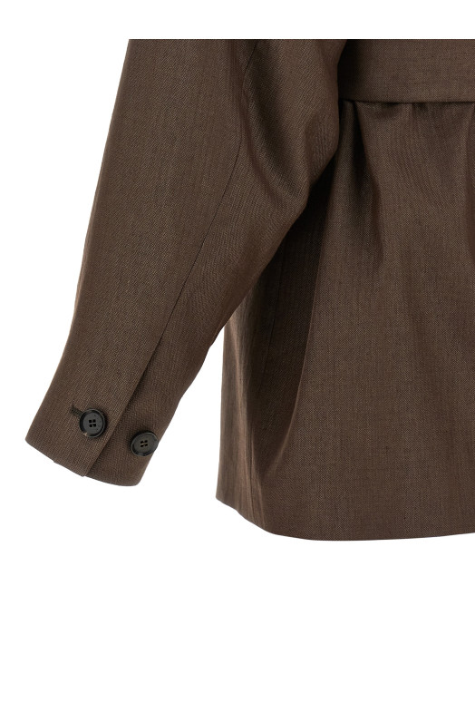 Linen blend blazer Brown