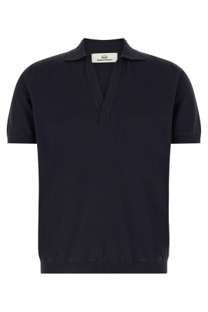 Open collar polo shirt Blue