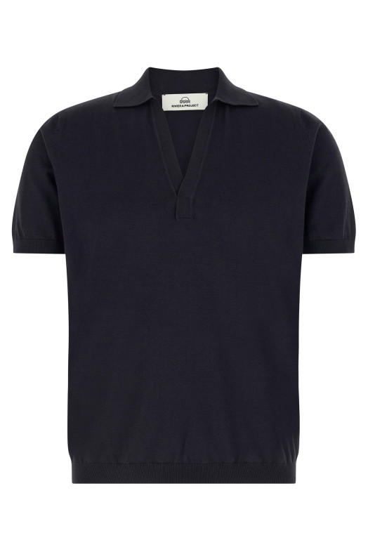 Open collar polo shirt Blue