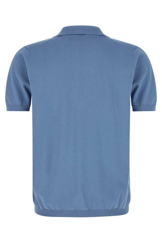 Open collar polo shirt BLUE